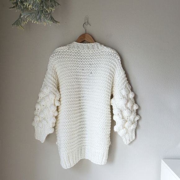 ❗SOLD❗Pom Sleeve Knit Cardigan Sweater - Picture 2 of 14